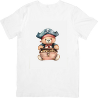 Thumbnail for Pirate Teddy Bear T-Shirt | Watercolor Treasure Chest Graphic Tee | Kids Adventure Gift