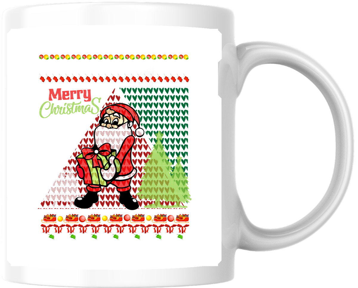 Merry Christmas Santa Mug | Ugly Sweater Knit Coffee Mug | Holiday Christmas Gift