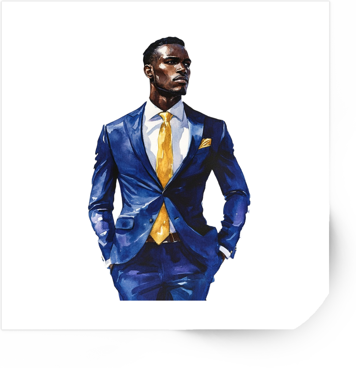 Dapper Gentleman Sticker | Watercolor Blue Suit Fashion Vinyl Decal | Stylish Menswear Gift