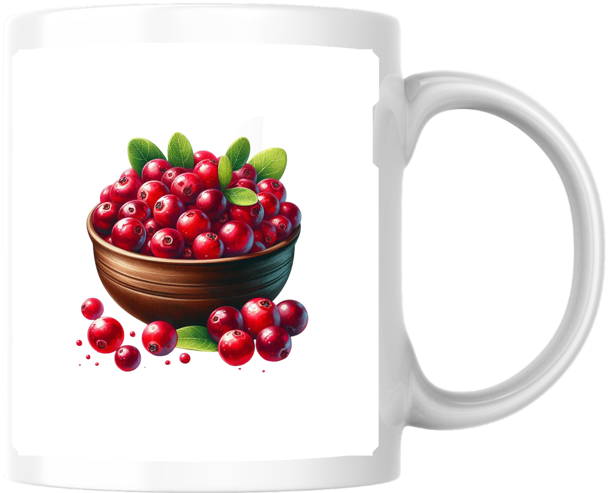 Cranberry Bowl Mug | Watercolor Red Berries Coffee Mug | Kitchen Foodie Gift