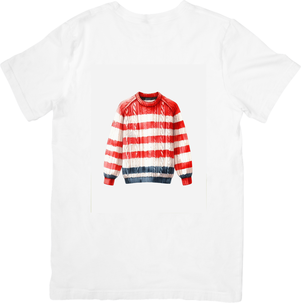 Patriotic Cable Knit Sweater T-Shirt | Cozy Red White Blue Graphic Tee | Americana Winter Gift