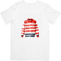Thumbnail for Patriotic Cable Knit Sweater T-Shirt | Cozy Red White Blue Graphic Tee | Americana Winter Gift