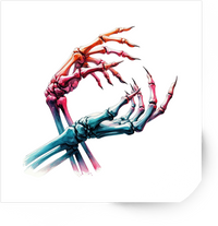 Thumbnail for Skeleton Hands Sticker | Colorful Watercolor Gothic Vinyl Decal | Edgy Halloween Gift