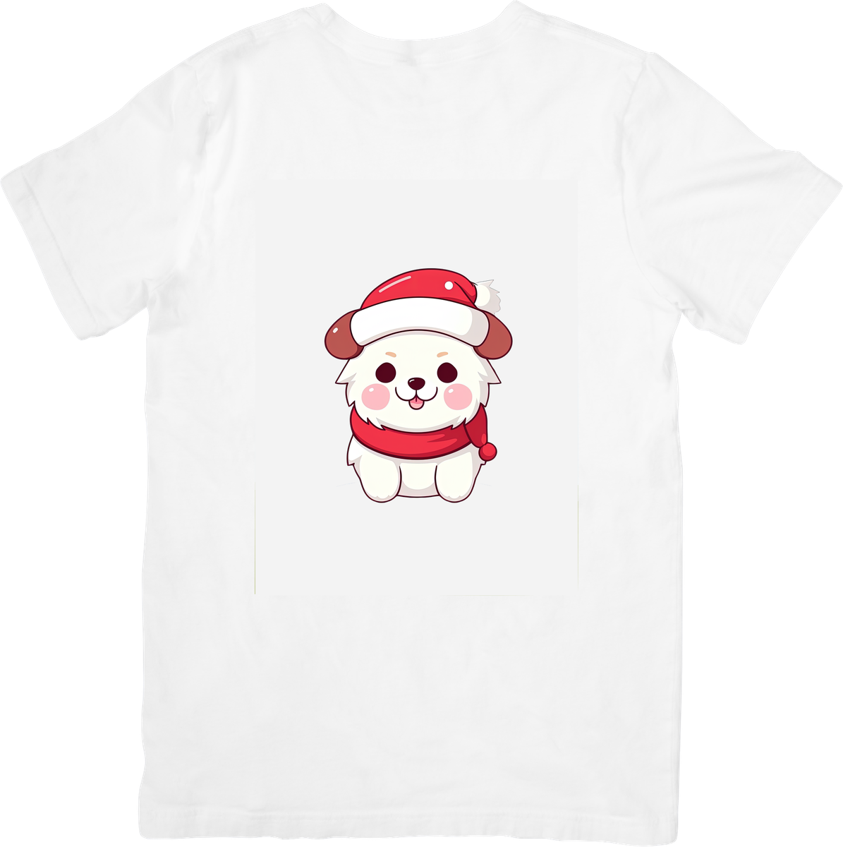 Kawaii Santa Puppy T-Shirt | Cute Christmas Dog Graphic Tee | Holiday Kids Gift