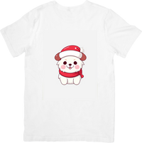 Thumbnail for Kawaii Santa Puppy T-Shirt | Cute Christmas Dog Graphic Tee | Holiday Kids Gift