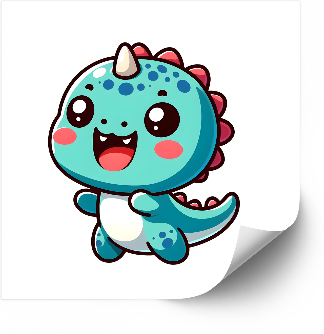 Kawaii Baby Dinosaur Sticker | Cute Teal Dino Vinyl Decal | Kids Nursery Gift