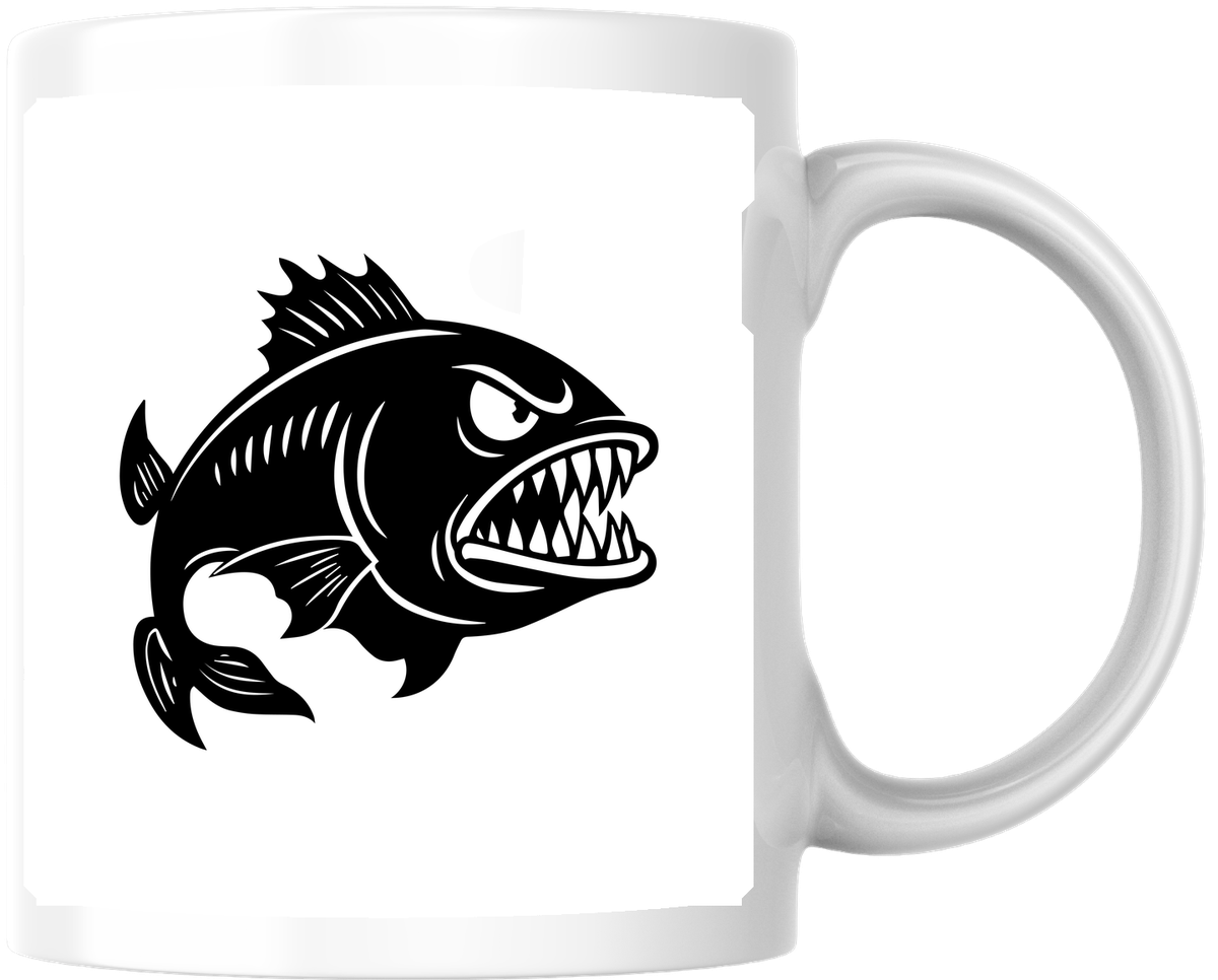 Angry Fish Mug | Bold Black Silhouette Coffee Mug | Fisherman Angler Gift