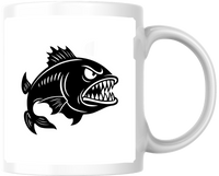 Thumbnail for Angry Fish Mug | Bold Black Silhouette Coffee Mug | Fisherman Angler Gift