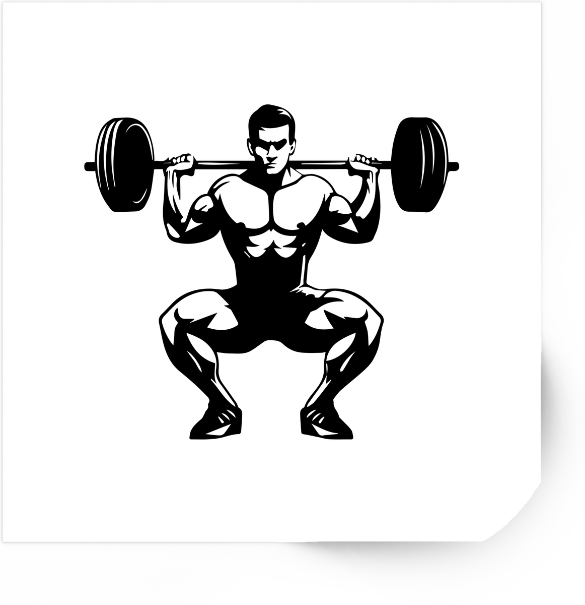 Barbell Squat Lifter Sticker | Bold Gym Fitness Vinyl Decal | Weightlifting Gift