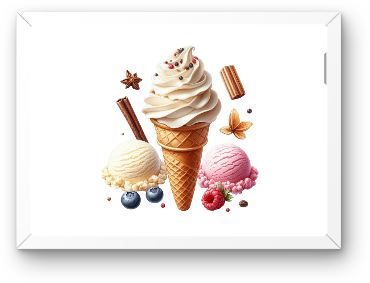 Ice Cream Cone Wall Art | Watercolor Dessert Treat Print | Kitchen Bakery Gift