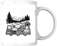 Thumbnail for Harvest Feast Table Mug | Black & White Thanksgiving Coffee Mug | Autumn Gathering Gift