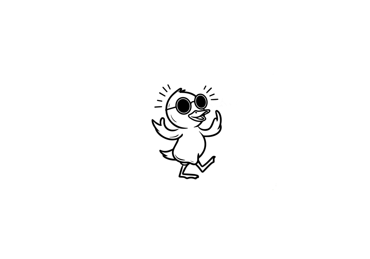 Cool Duckling Sunglasses Throw Pillow | Funny Line Art Duck Decorative Pillow | Cute Kids Room Gift
