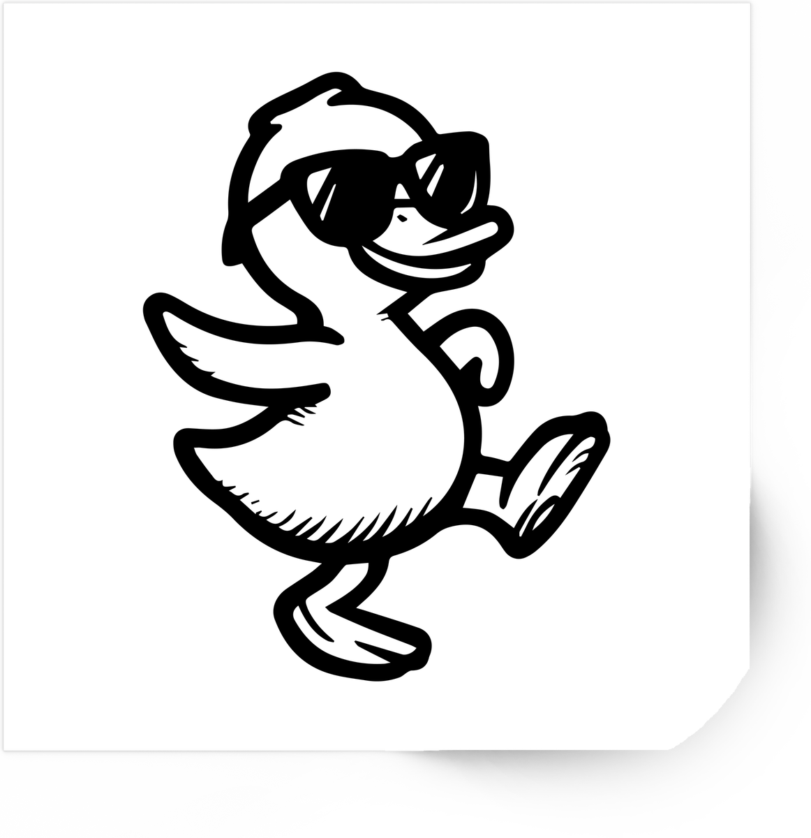 Cool Cartoon Duck Sticker | Retro Sunglasses Duckling Vinyl Decal | Funny Fun Gift