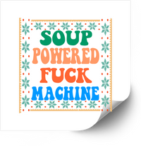 Thumbnail for Soup Powered Machine Sticker | Retro Groovy Snowflake Vinyl Decal | Funny Adult Humor Gift