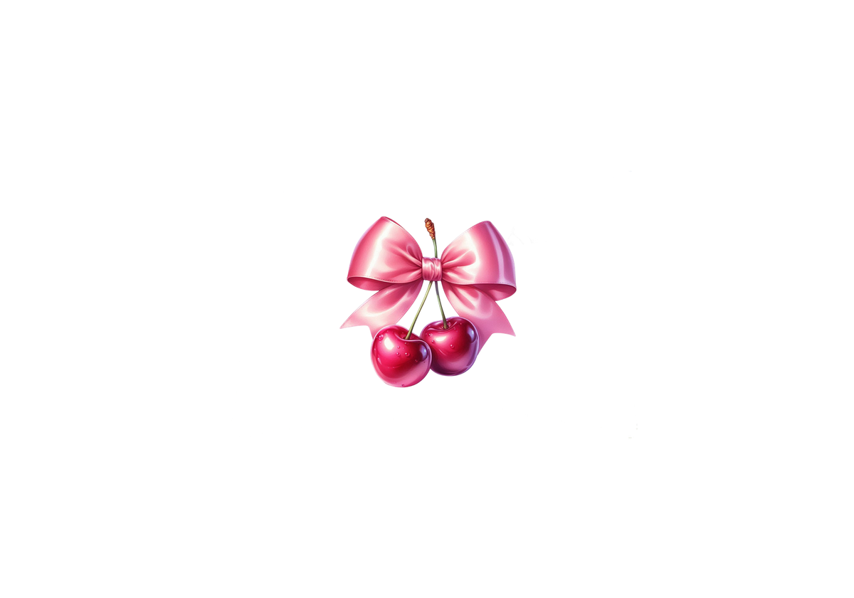 Cherries And Bow Throw Pillow | Coquette Pink Ribbon Decorative Pillow | Cute Girly Room Gift
