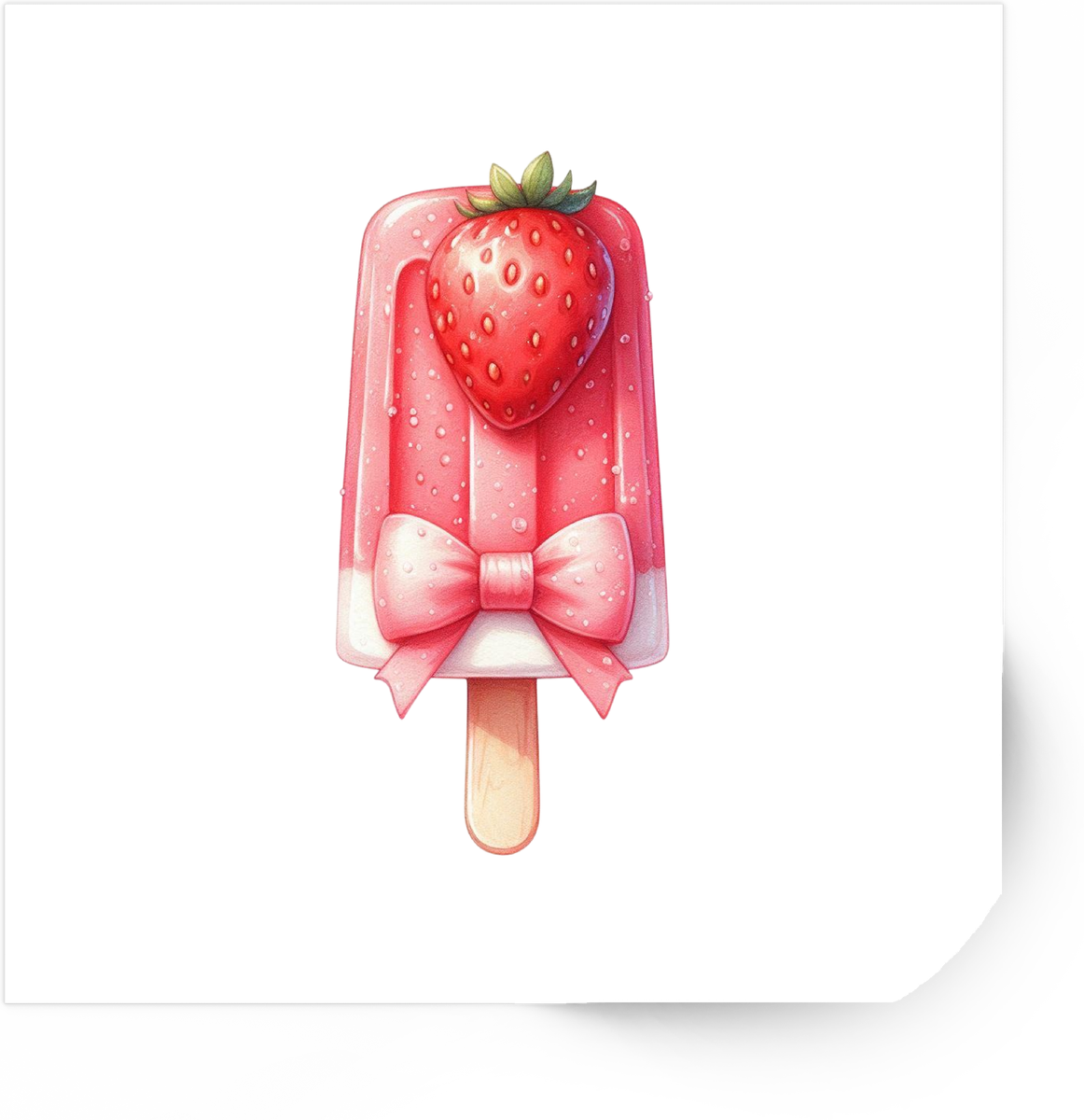 Strawberry Bow Popsicle Sticker | Cute Coquette Ice Pop Vinyl Decal | Sweet Summer Gift