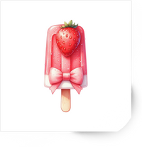 Thumbnail for Strawberry Bow Popsicle Sticker | Cute Coquette Ice Pop Vinyl Decal | Sweet Summer Gift