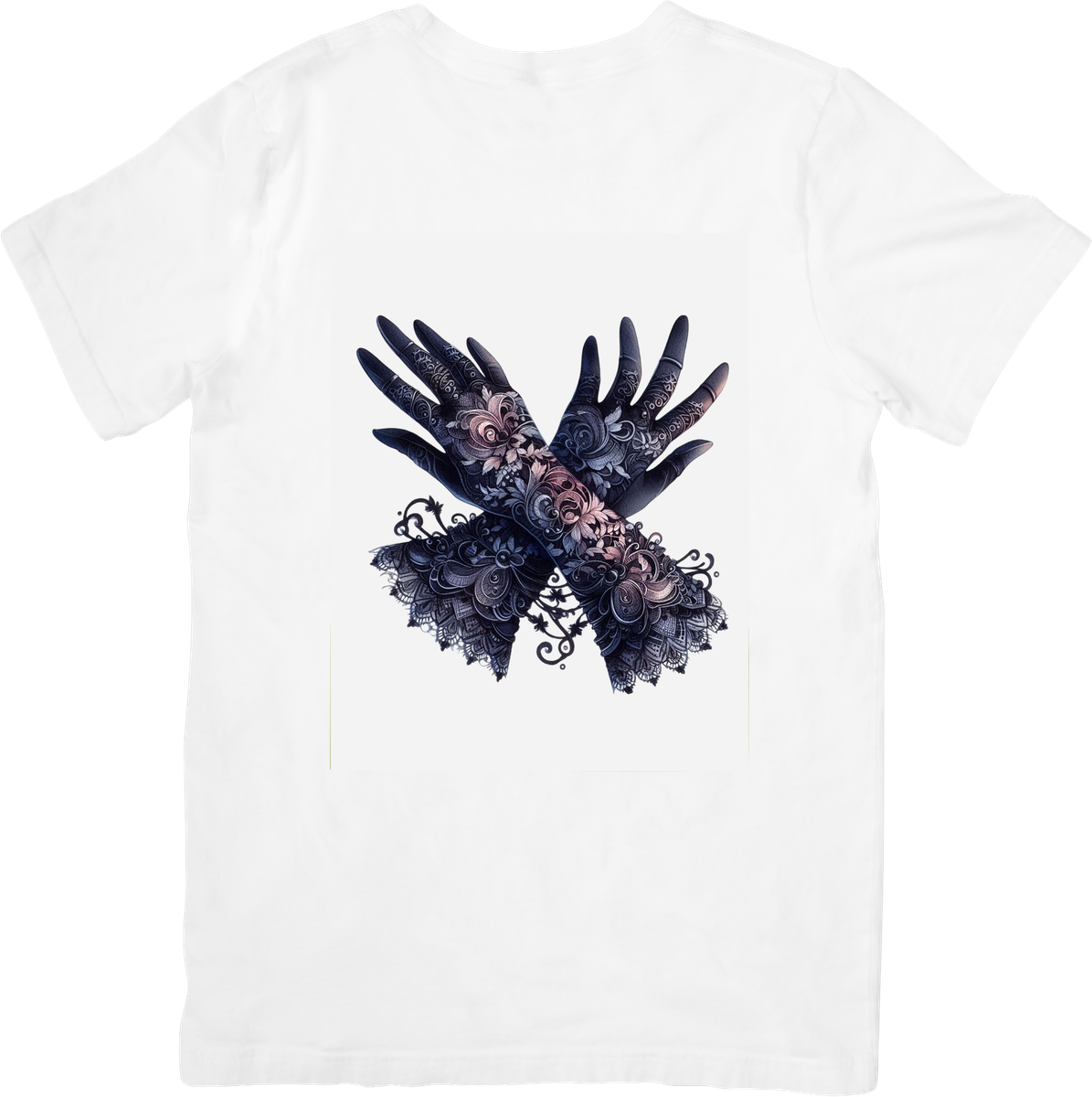 Gothic Lace Hands T-Shirt | Dark Floral Ornate Graphic Tee | Witchy Aesthetic Gift