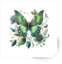 Thumbnail for Emerald Fantasy Butterfly Sticker | Ornate Jeweled Floral Vinyl Decal | Whimsical Nature Gift
