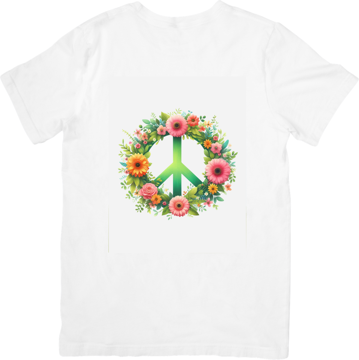 Floral Peace Sign T-Shirt | Boho Flower Wreath Graphic Tee | Hippie Nature Gift