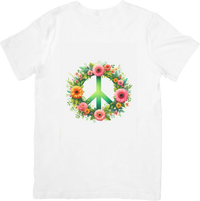 Thumbnail for Floral Peace Sign T-Shirt | Boho Flower Wreath Graphic Tee | Hippie Nature Gift