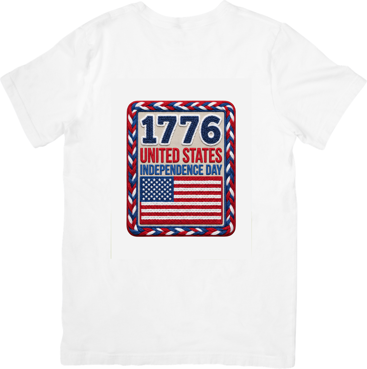 1776 Independence Day T-Shirt | Embroidered Patch American Flag Graphic Tee | 4th Of July Gift