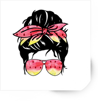 Thumbnail for Watermelon Messy Bun Sticker | Summer Sunglasses Bandana Vinyl Decal | Cute Mom Gift