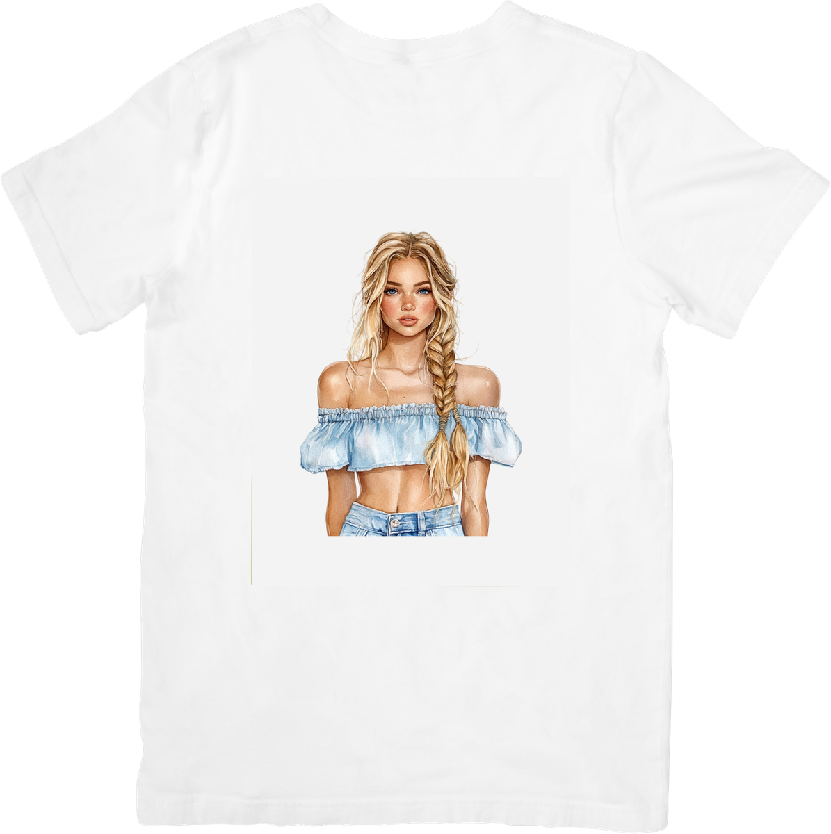 Boho Blonde Girl T-Shirt | Watercolor Fashion Illustration Graphic Tee | Trendy Summer Gift