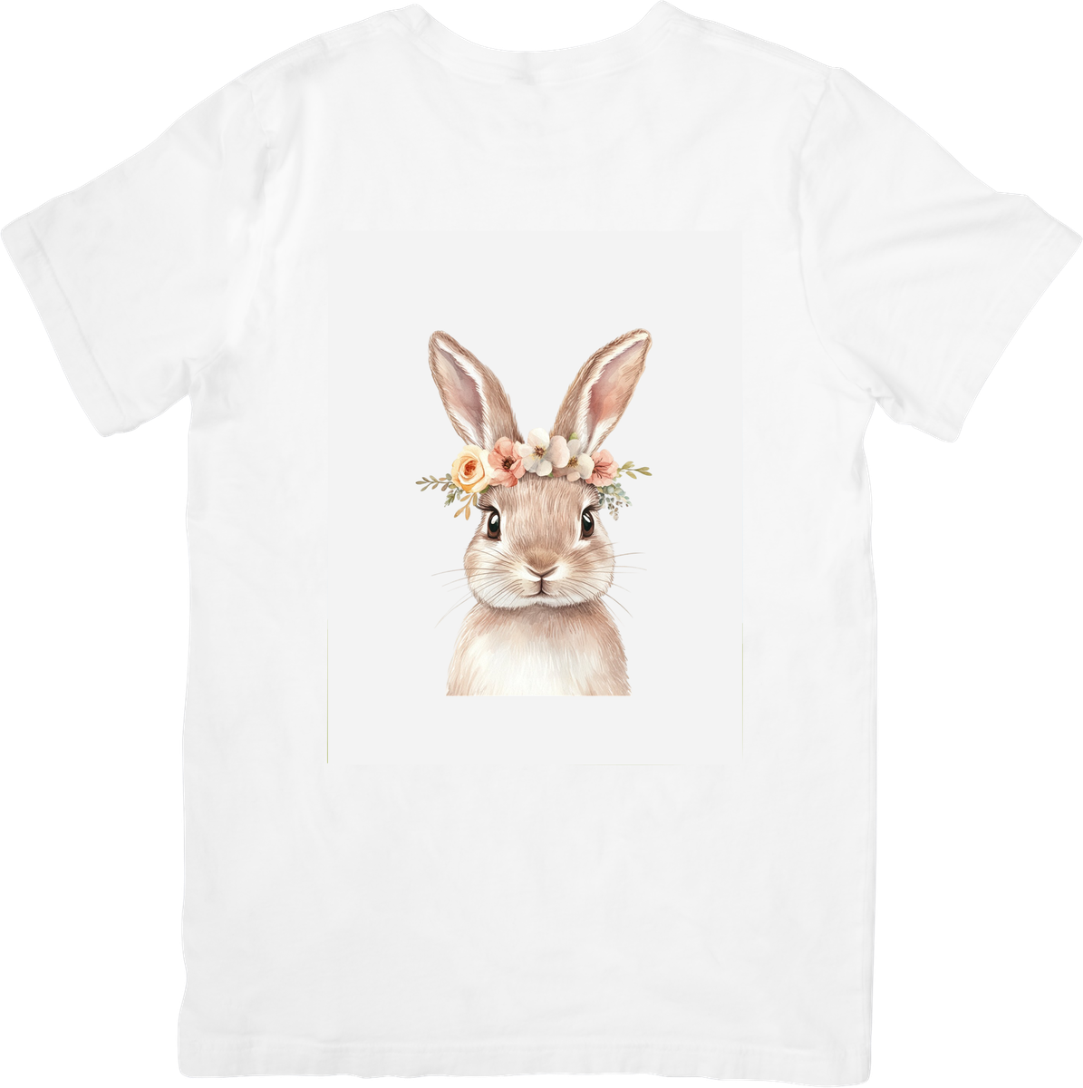 Floral Crown Bunny T-Shirt | Watercolor Spring Rabbit Graphic Tee | Cute Easter Gift