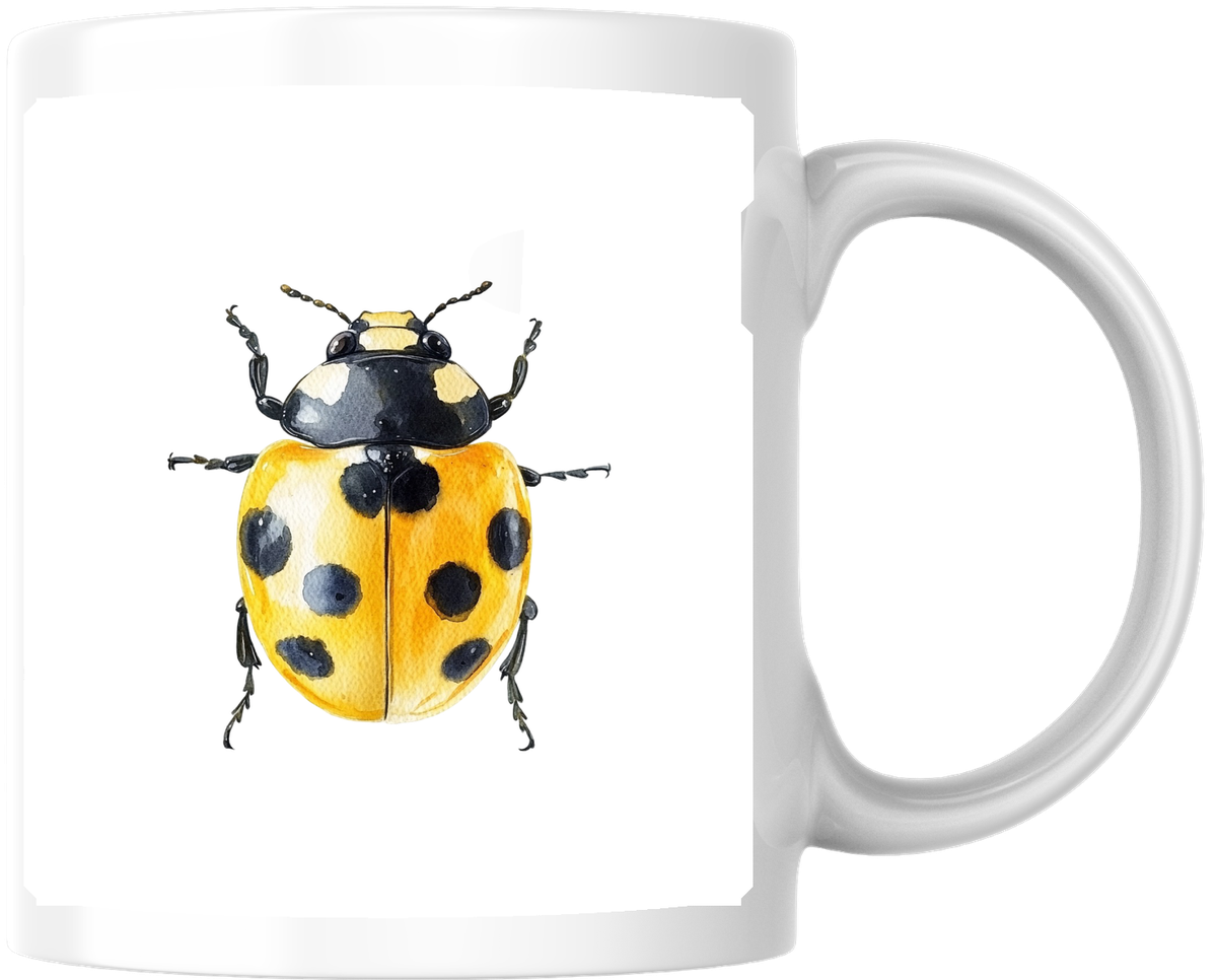 Yellow Ladybug Mug | Watercolor Insect Beetle Coffee Mug | Nature Bug Lover Gift