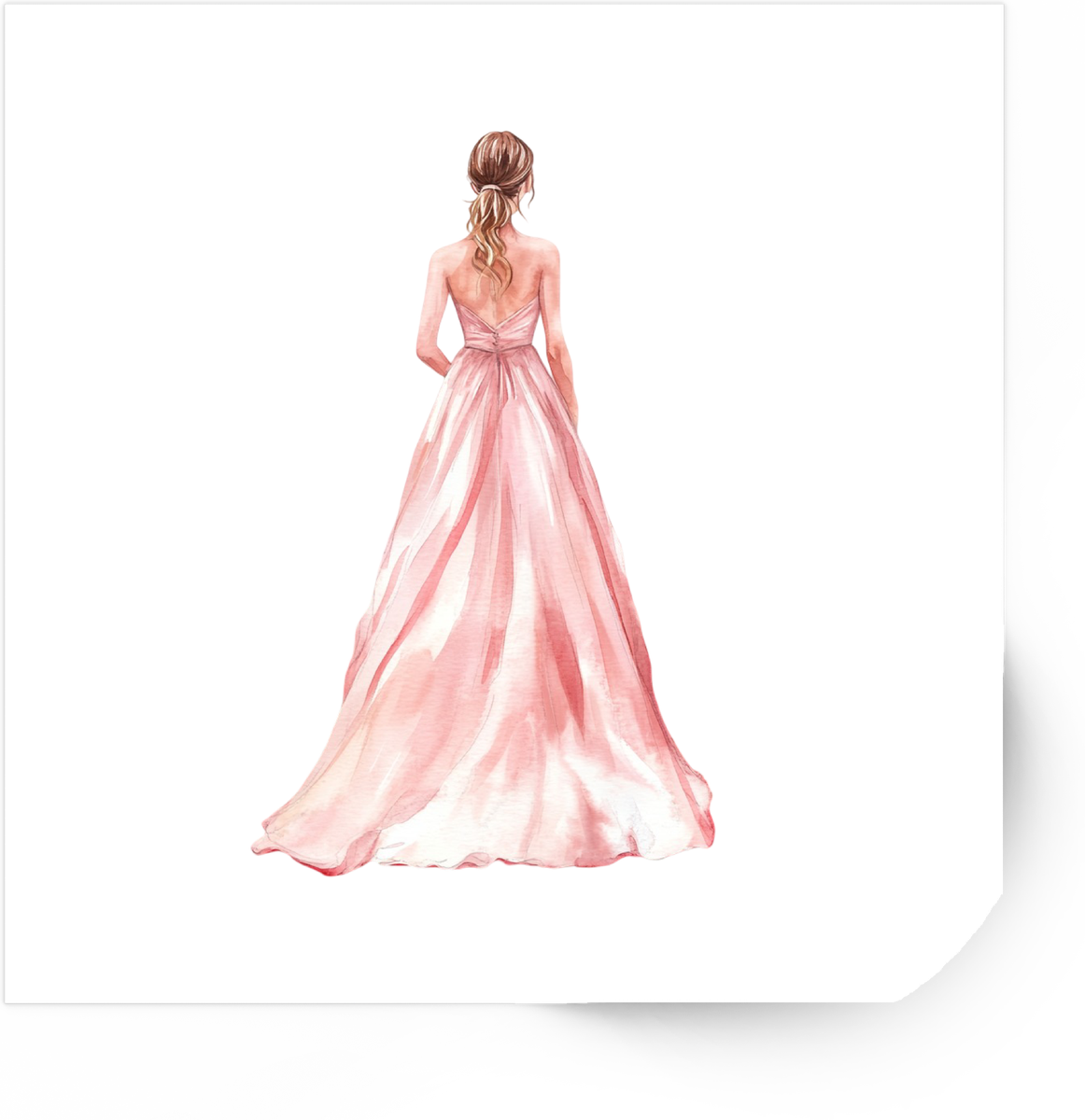 Watercolor Pink Gown Girl Sticker | Elegant Prom Dress Vinyl Decal | Fashion Lover Gift