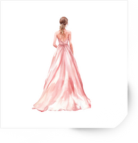 Thumbnail for Watercolor Pink Gown Girl Sticker | Elegant Prom Dress Vinyl Decal | Fashion Lover Gift