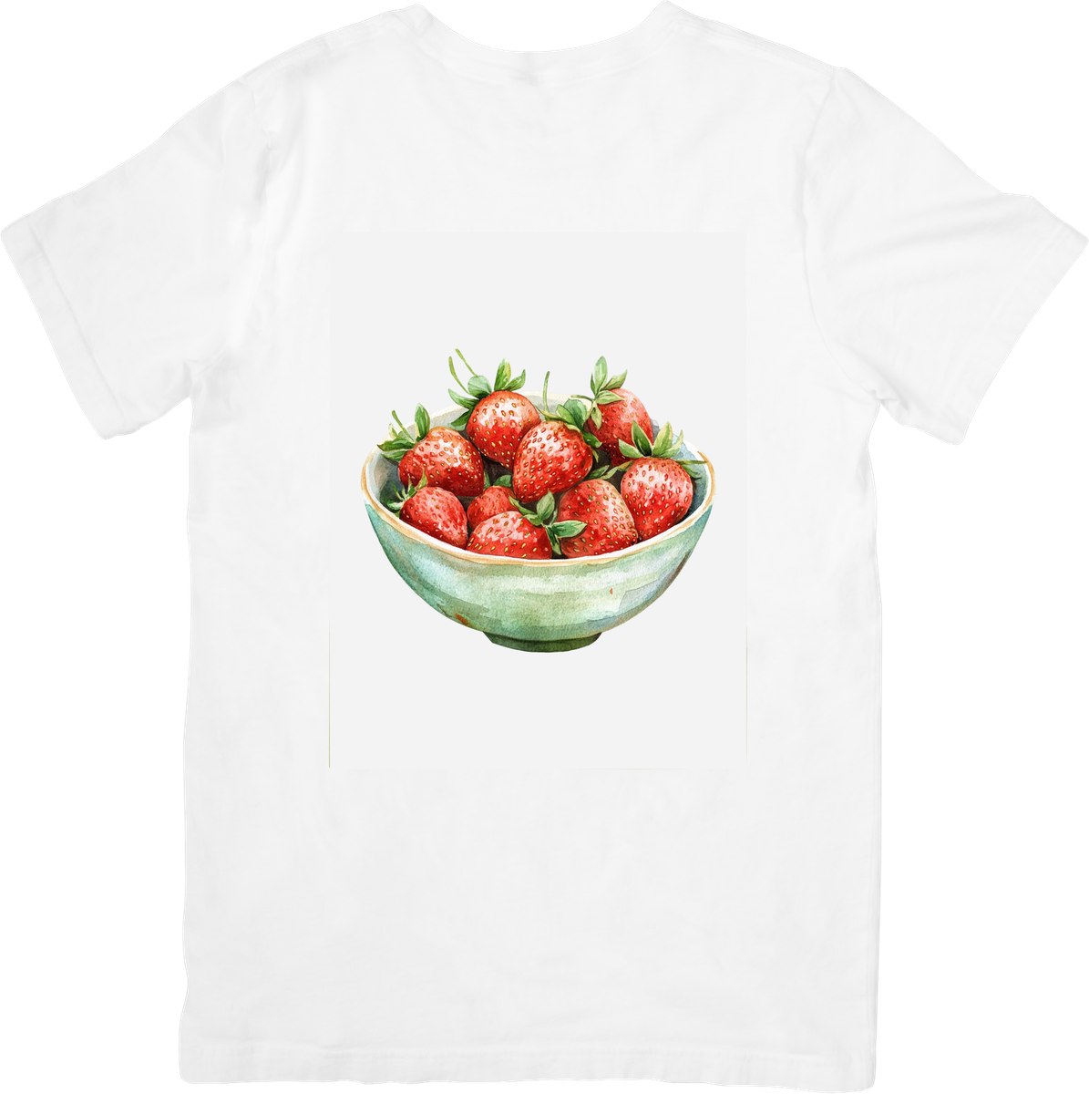Bowl of Strawberries T-Shirt | Watercolor Fresh Fruit Graphic Tee | Foodie Summer Gift