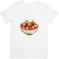 Thumbnail for Bowl of Strawberries T-Shirt | Watercolor Fresh Fruit Graphic Tee | Foodie Summer Gift